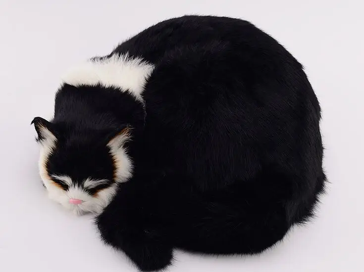 big simulation balck cat model plastic&fur sleeping toy home decoration gift about 29x31x10cm t3000 | Игрушки и хобби
