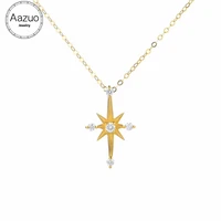 aazuo real 18k yellow gold jewelry real diamond h si originality cross free pendent necklace gifted for women wedding party