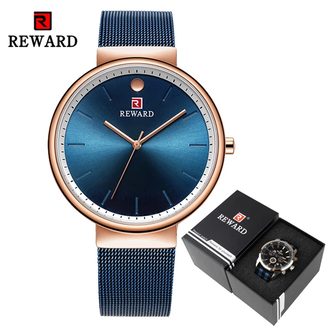 Rose-Blue with Box Мужские часы Топ бренд класса люкс ультра-тонкие кварцевые часы мужские Reloj простые водонепроницаемые Серебряные наручные часы для мужчин Relogio Masculino - Цвет: Rose-Blue with Box