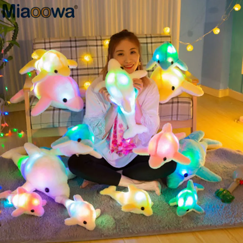 

1pc 30cm Cute Creative Luminous Plush Toy Dolphin Doll Glowing LED Light Animal Colorful Doll Pillow Toy For Children's Gift