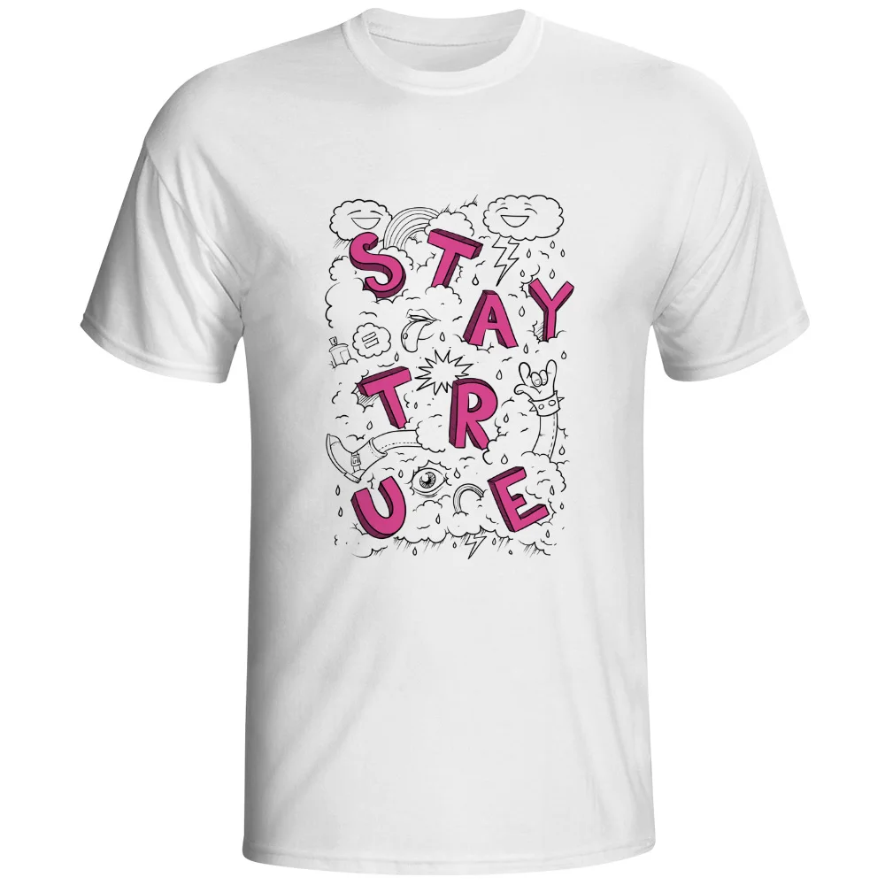 Stay True каракули футболка Повседневное Футболка с принтом поп моды хлопок модные