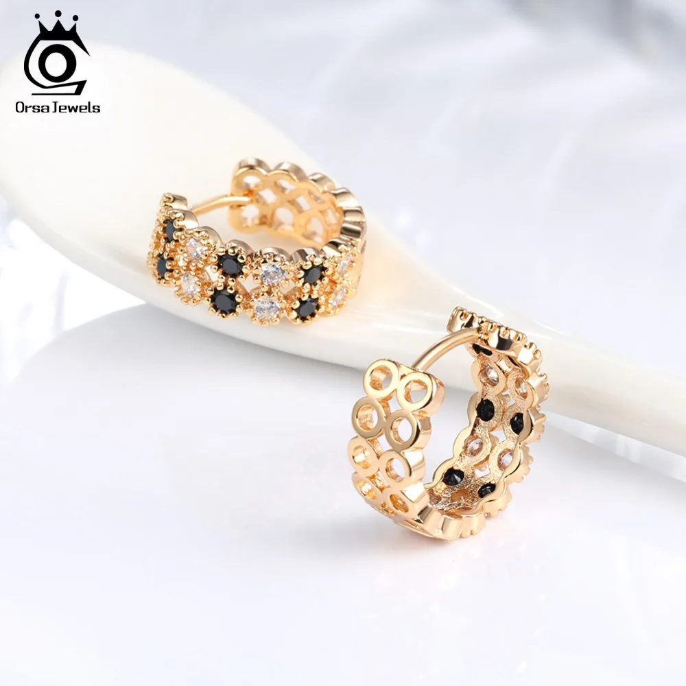 ORSA JEWELS, женские серьги-кольца, уникальный дизайн, набор, AAA кубический циркон, серебро и золото, роскошные серьги, ювелирные изделия OME42