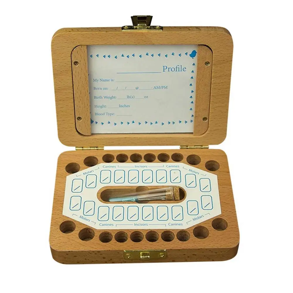 RCtown зуб Коробка для детской нежной деревянный хранения молочных зубов
