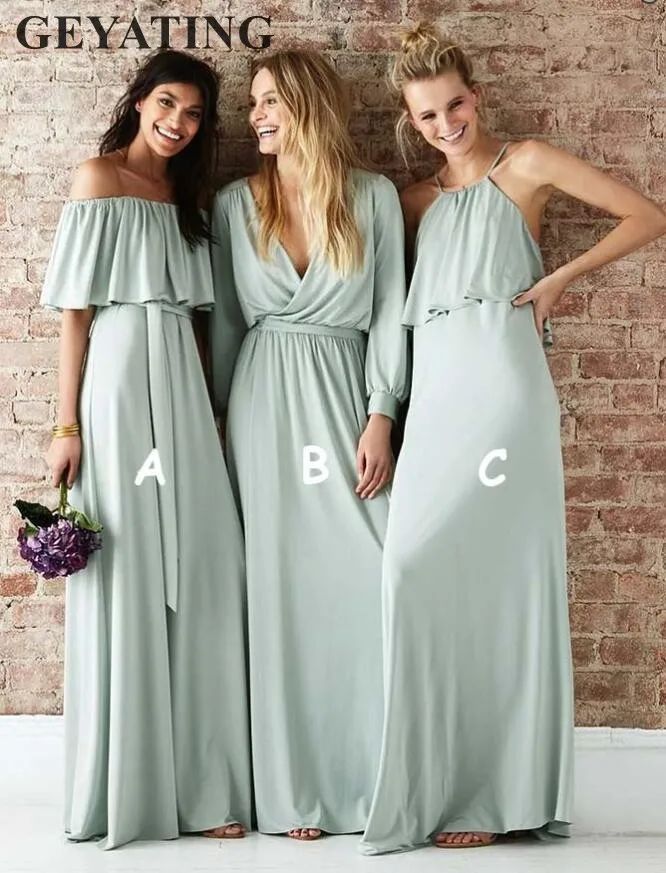 Женское шифоновое платье подружки невесты мятно Зеленое Длинное Платье в стиле