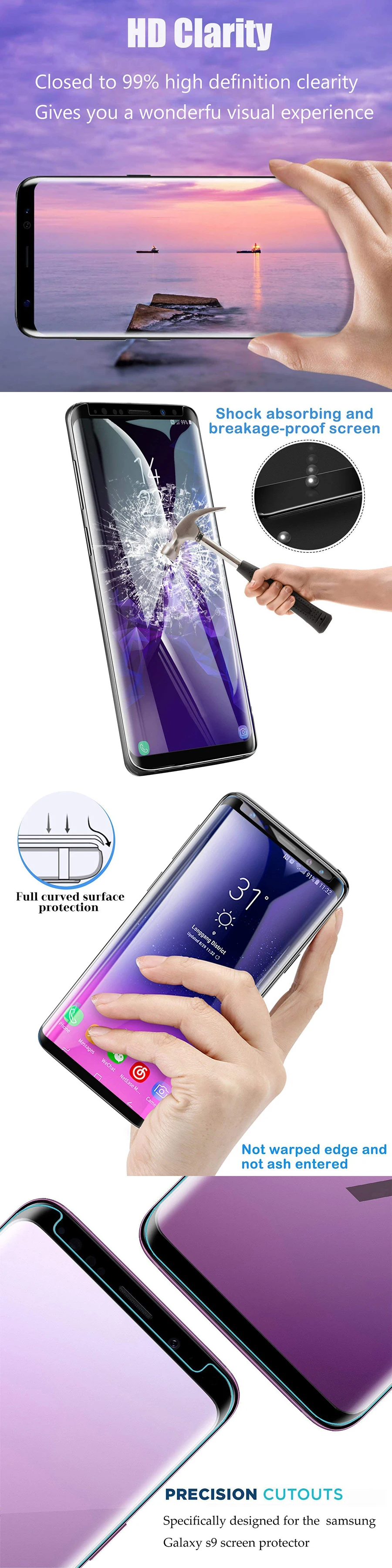 Полностью наклеиваемая поверхность УФ Экран протектор для samsung S10 плюс Note9 Примечание 10+ HW Коврики 30 Pro P30pro для Oneplus 7 Pro(только в том случае, клей и стекло