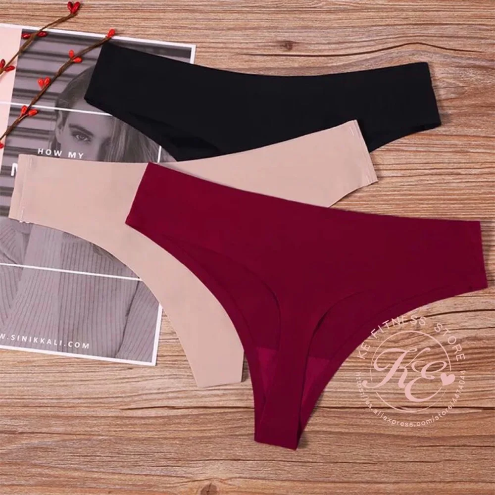 KE pack 3 unidades rojo piel blanca фитнес tanga mujer seda de hielo sin costuras braguitas ropa interior deportiva tanga suave