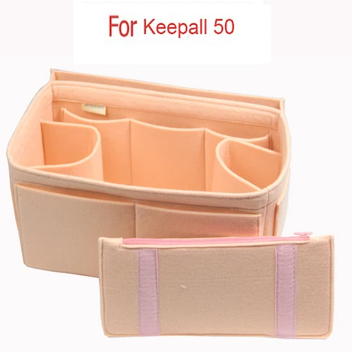 Подходит для Speedy keepall 45 50 55 60 восхитительная настраиваемая фетровая сумка-Органайзер Кошелек вставка(w/карман для подгузников Съемная сумка на молнии - Цвет: Keepall-50