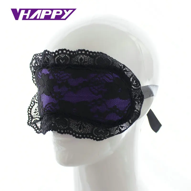 Соблазнительные фиолетовые сексуальные кружевные манжеты с завязанными глазами