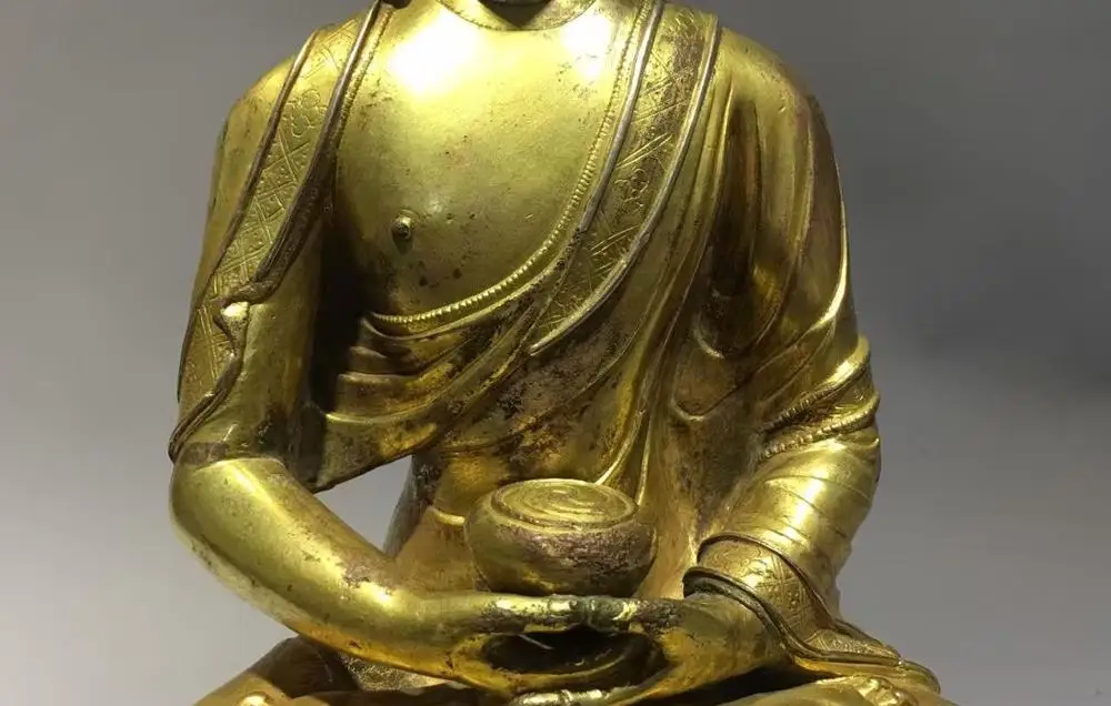 Бесплатная Доставка Тибет Старый Золото Позолота Меди Шакьямуни Будда Амитабха