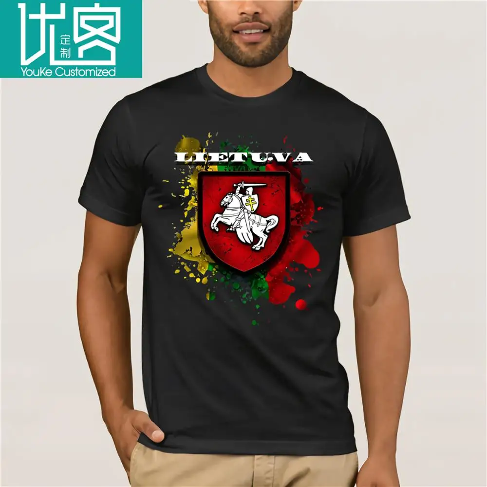 100% t shirt 2018 Fashion men t-shirt Lithuania Gift T-Shirt National Attributes Flag And Vytis | Мужская одежда