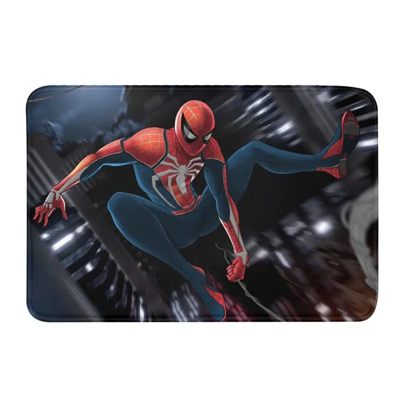 Декоративный коврик для двери Marvel Spiderman с печатью 3D для ванных комнат, мягкий, антикорковый, стиральный, для кухни, гостиной, ковры для ступеней.