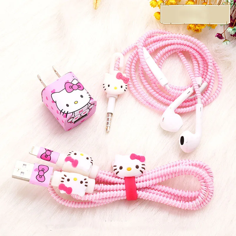 10 for iphone Набор для сматывания кабеля Diy, ТПУ, Спиральный usb кабель для зарядки, защита для наушников, защита шнура для iphone 5, 5s, 6, 7, 8, наклейки для зарядного устройства - Цвет: 10 for iphone