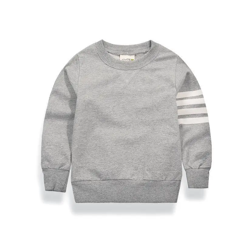 Рубашки для мальчиков и девочек camiseta/однотонная Модная рубашка с круглым вырезом детские топы с длинными рукавами для маленьких мальчиков, Высококачественная детская одежда - Цвет: Серый