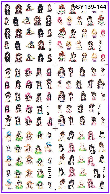 6 упак./лот блестящая водяная наклейка для ногтей наклейки модные городские SY139 144