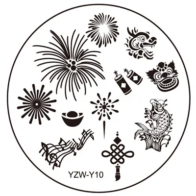 yzwle штамповочные пластины для ногтей кружевной цветок Леопардовый узор для ногтей штамп штамповка шаблон и форма для ногтей трафаретные гвозди инструмент - Цвет: Y10