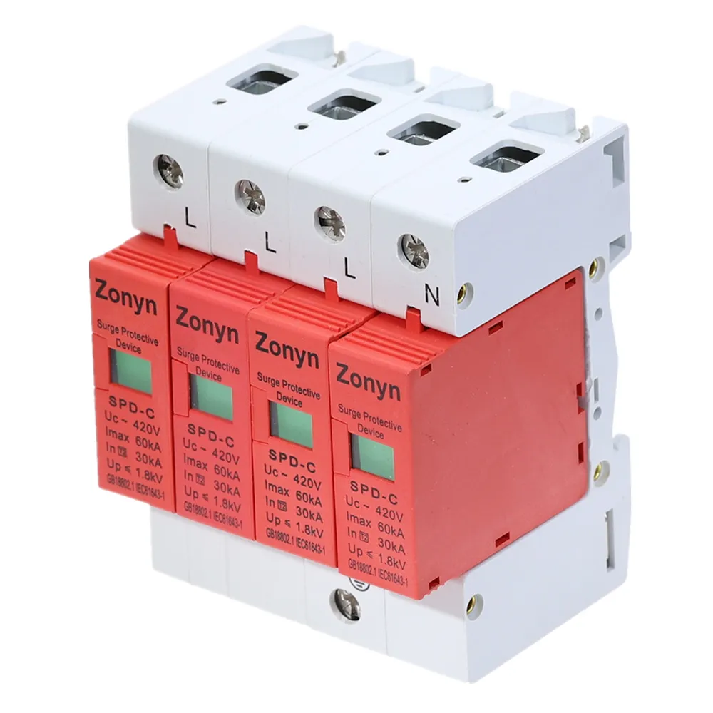 Высокое качество 4P SPD 420V 30KA~ 60KA дом стабилизатор напряжения защитное Низковольтное устройство 3P+ N