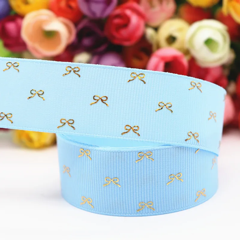 308 5 ярдов Grosgrain лента с золотым бантом печатная лента " 25 мм/1,5" 38 мм пробки для бутылок DIY ремесла аксессуары ручной работы M19060801 - Цвет: 308