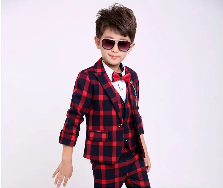 Jakcet Vest Pants F Деловой костюм для маленьких мальчиков; блейзеры; Детские свадебные костюмы; смокинги с цветочным узором для мальчиков; школьный детский весенний танцевальный костюм для выступлений на фортепиано - Цвет: Jakcet Vest Pants F