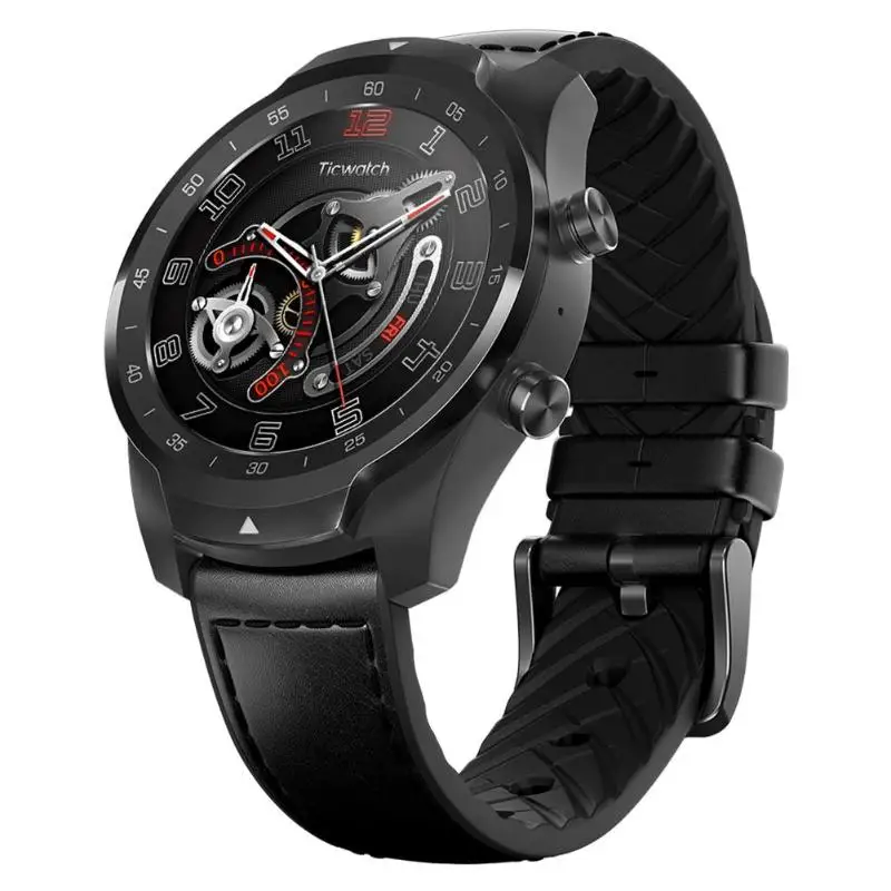 Оригинальные Смарт-часы Xiaomi Ticwatch Pro, Bluetooth, IP68, водонепроницаемые, с поддержкой NFC платежей/Google Assistant, с ОС, gps, умные часы - Цвет: Черный