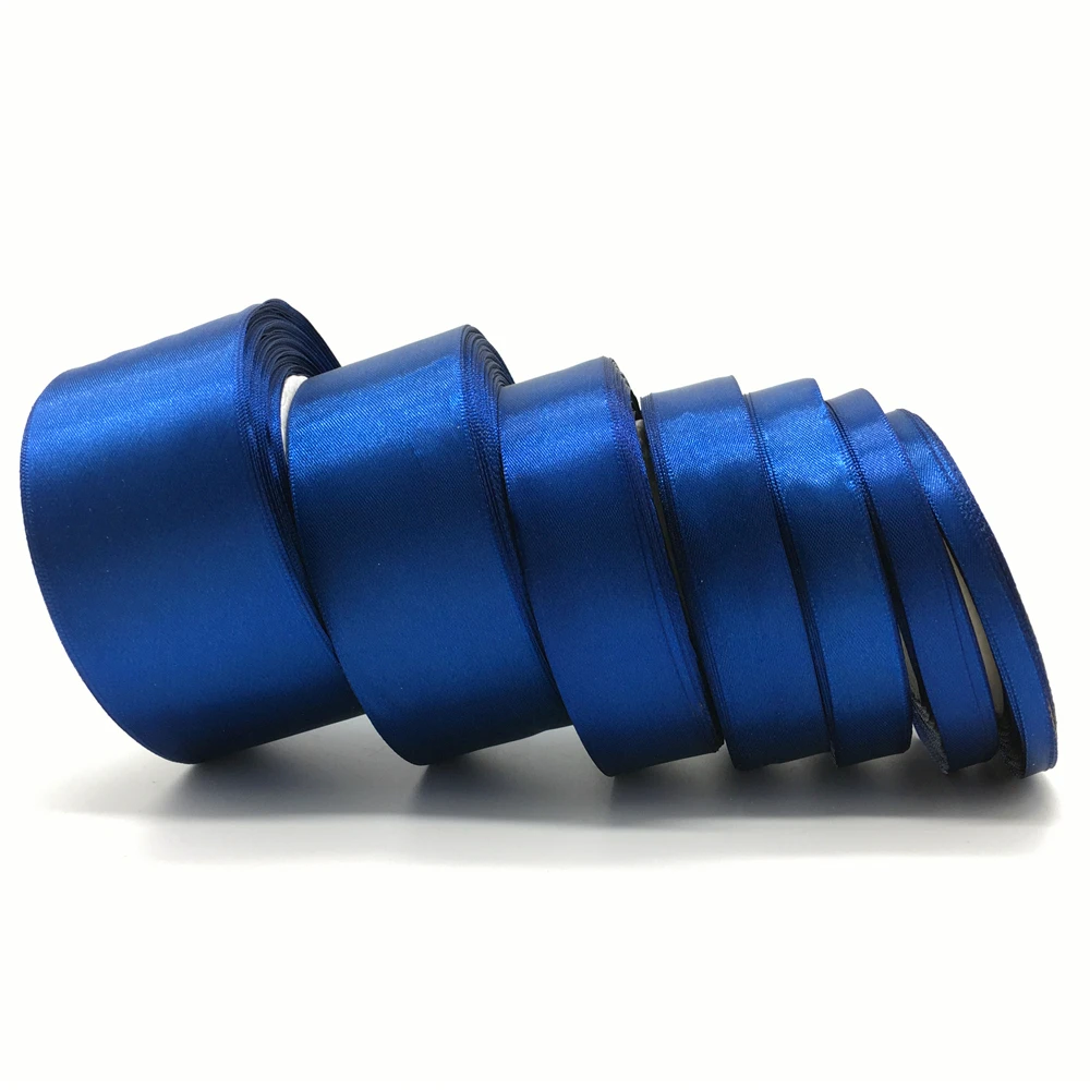 Navyblue 6 мм-50 мм(1 рулон 25 ярдов) Шелковая атласная лента для свадебной вечеринки Рождественское украшение пригласительная открытка Подарочная Упаковка - Цвет: Navyblue