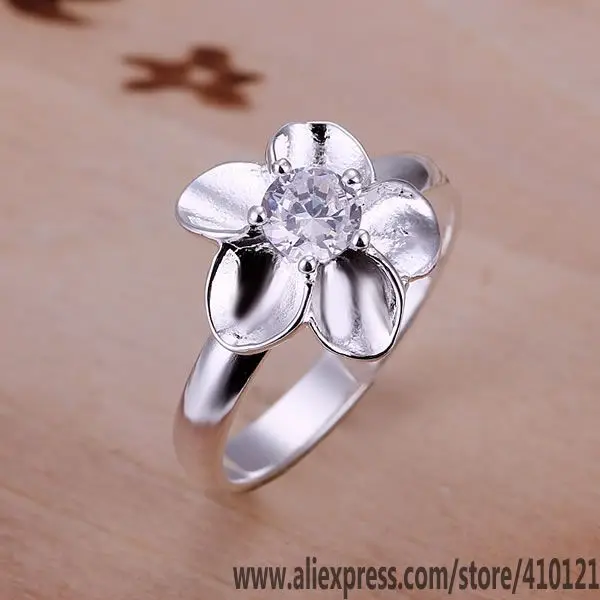 Кольцо женское серебряное с белым камнем и розой|jewelry fashion|jewelry tjewelry kit |