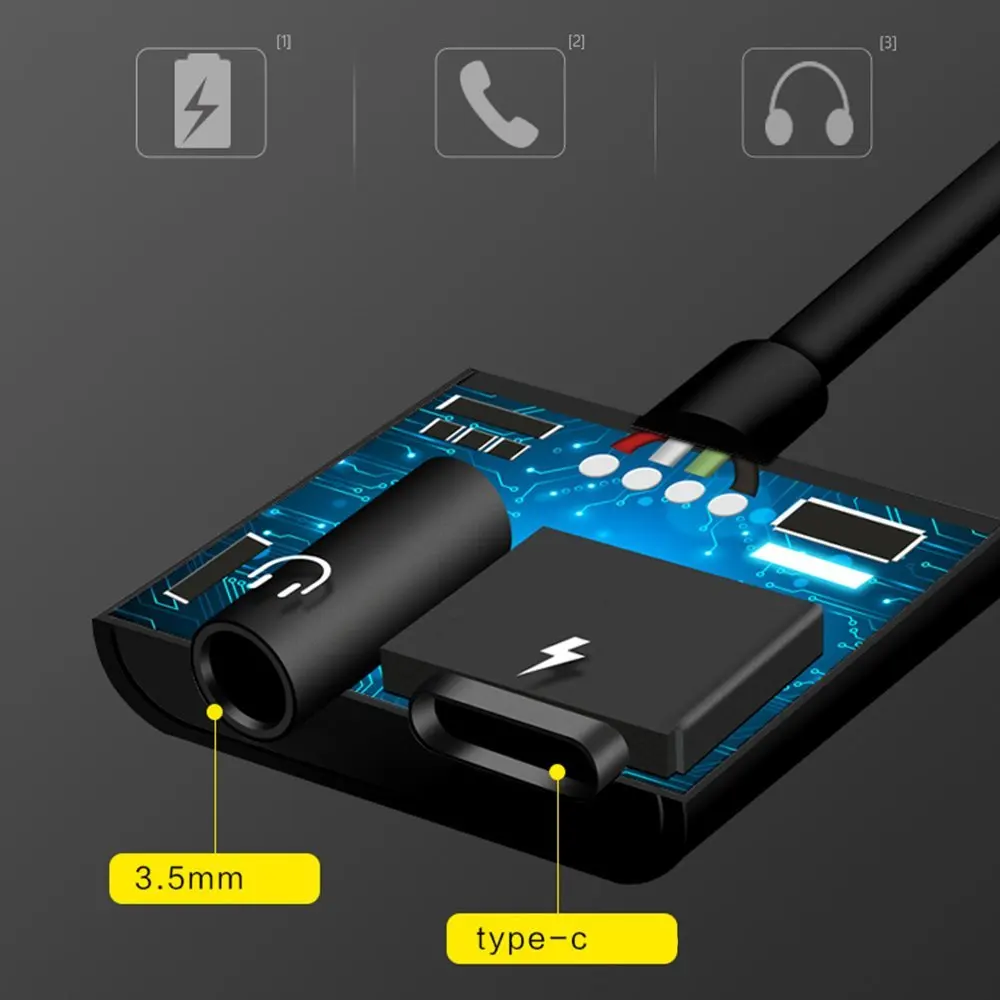 2 в 1 USB C Аудиокабель типа к 3 5 мм аудиоразъему Разветвитель для наушников Адаптер