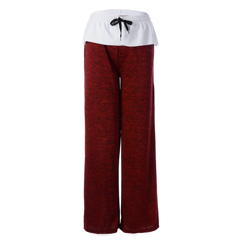 Wine Red Laamei, женские свободные штаны, повседневные, одноцветные, на завязках, широкие брюки, женские, размера плюс, модные, длинные брюки, спортивные штаны, пижама - Цвет: Wine Red