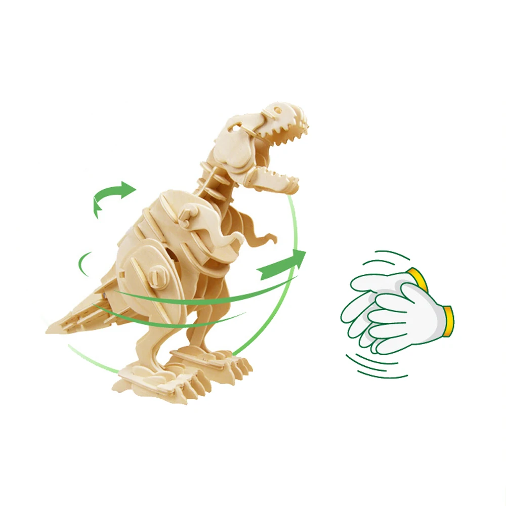 

Children DIY Walking T-rex Dinosaur Sound Control Wooden Toy 3D Creative Puzzle Game Assembly Dinosaur Toys For Kids Adult Gift