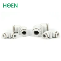 100pc pv 6 pneumatic quick plug connection through pv6 6mm od hose tube one touch push in union elbow plasic connectors fittings
