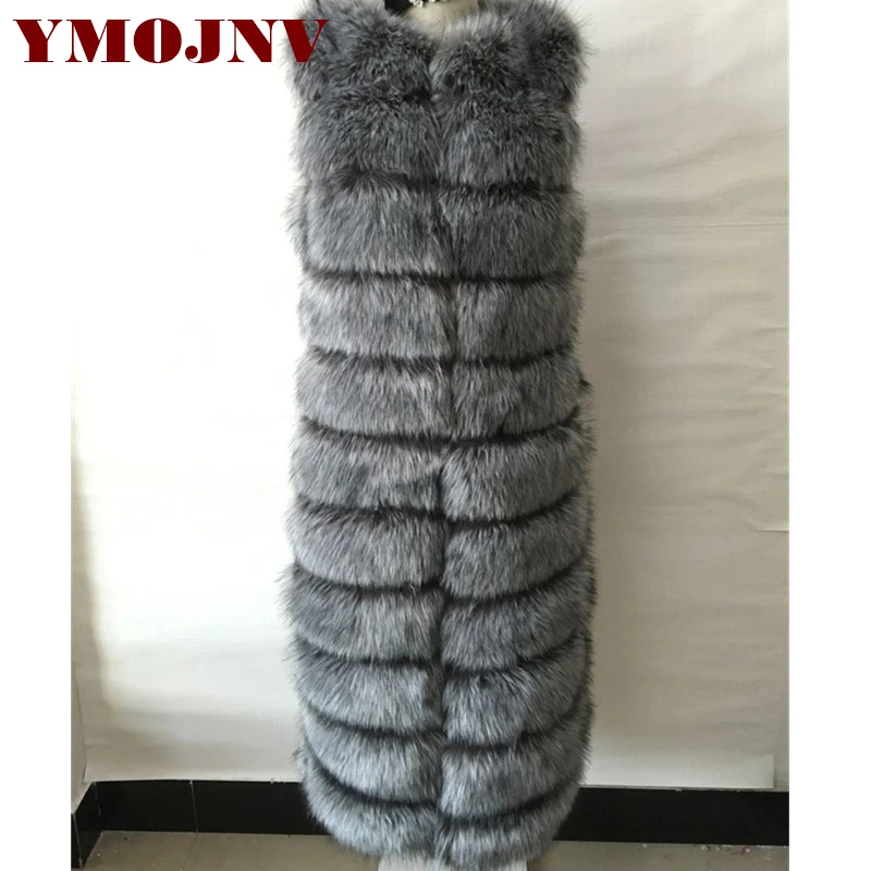 YMOJNV новая зимняя куртка из искусственного меха без рукавов Женская длинная жилетка из искусственного меха утепленная жилетка пальто женский меховой кардиган