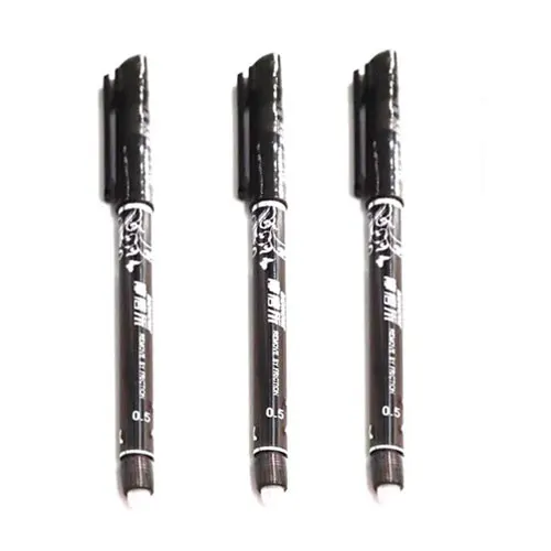 3pcs black 3/6 шт/набор перезаписываемый ручка 0,5 мм Заправка синими/черными чернилами каваи ручки школы студенческий экзамен инструмент для замены офиса письменные принадлежности Канцтовары - Цвет: 3pcs black