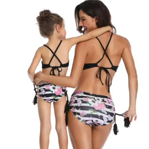 2019 Newest Hot Cute Mother and Daughter Family Matching Bikini Swimsuit Women Kid Girl Swimwear | Спорт и развлечения