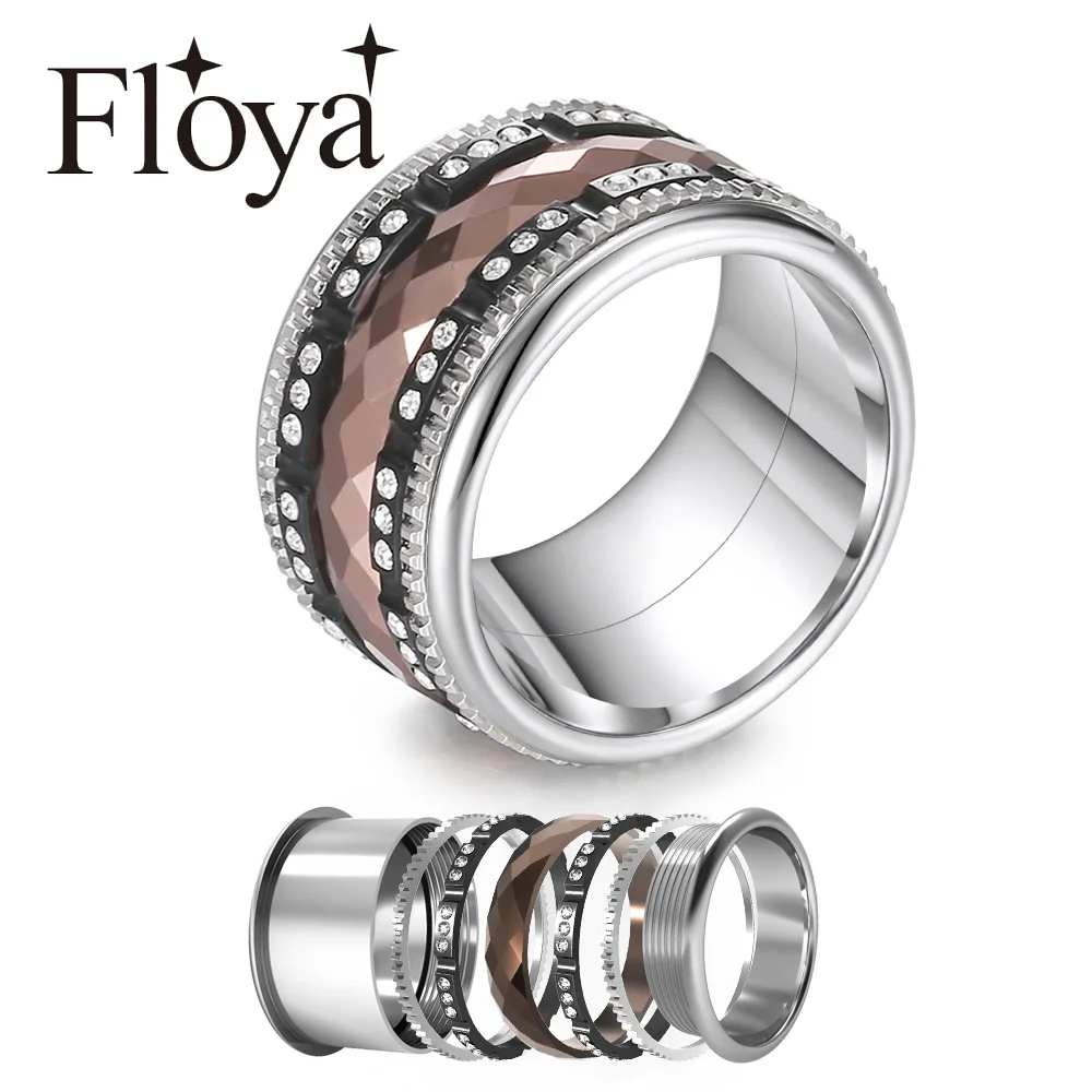 Кольцо Floya из титана женское черное кольцо нержавеющей стали со сменной полярной
