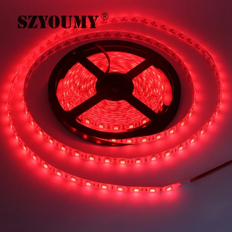 

SZYOUMY 5M DC12V Waterproof LED Strip 5050 SMD Flexible Light 60Led/m 500m/lot White, Warm white, Red, Green, Blue, RGB