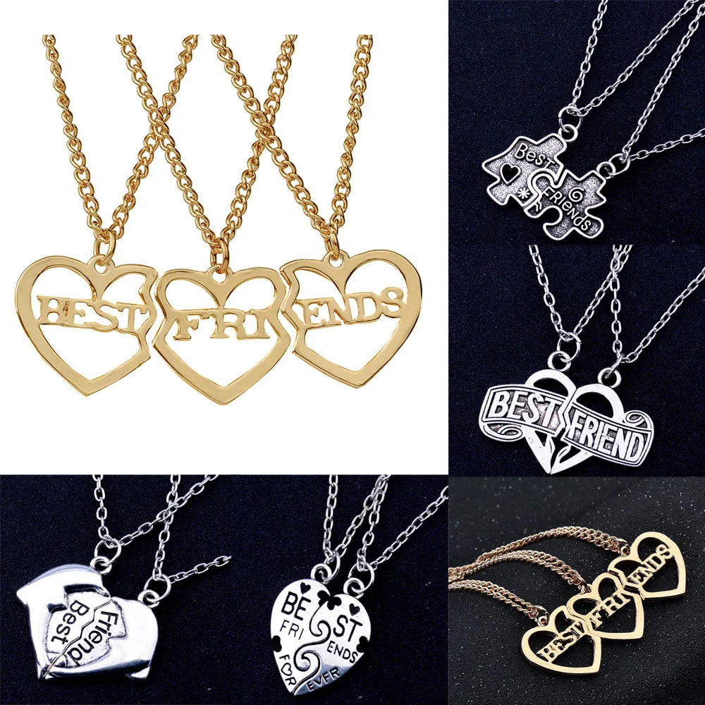 Best Friends Forever винтажное ожерелье BFF дружба головоломка подвеска на золотой цепочке