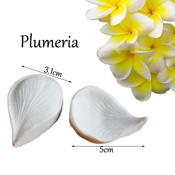 Plumeria 29 большой пион роза тюльпан Орхидея цветок лепесток Veiner силиконовые формы украшения торта инструменты, Gumpaste Sugarcraft помадка плесень C337 - Цвет: Plumeria