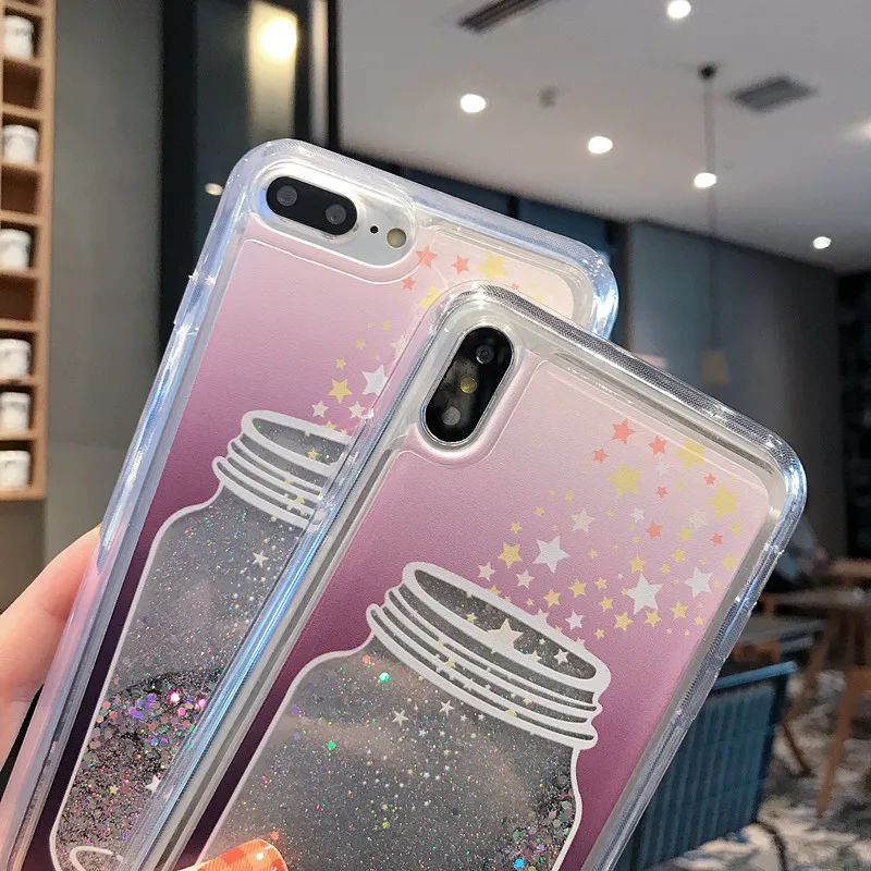 Fashion Wishing Bottle Glitter Phone Case for Iphone X XR XS MAX 6 6S 7 8 Plus Dynamic Quicksand Liquid Soft Back Cover |