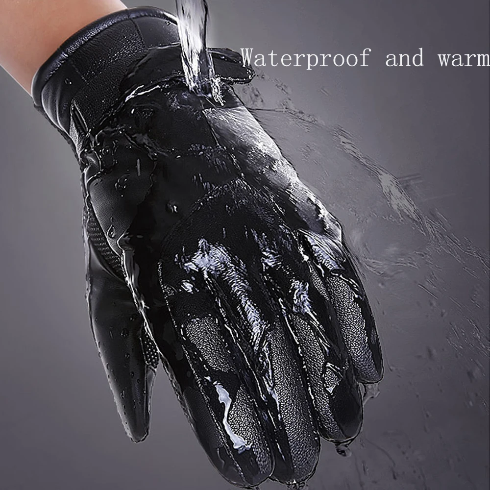 Gloves Men's Winter Touch Screen Thickening Plus Velvet Windproof Warm Motorcycle Outdoor Skid Sports Riding Waterproof |