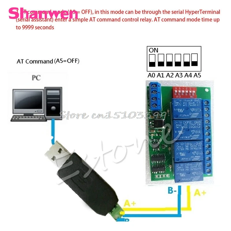 12 В RS485 Реле 4CH Modbus RTU PC UART плата для ПЛК лампа светодиодный PTZ управление