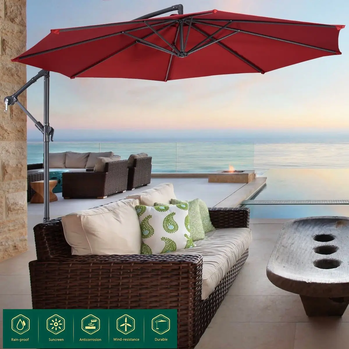 Replacement Fabric Waterproof Canopy Parasol Sun Shelter Cover Parasol Top Garden OutdoorGarden Parasol Canopy Cover