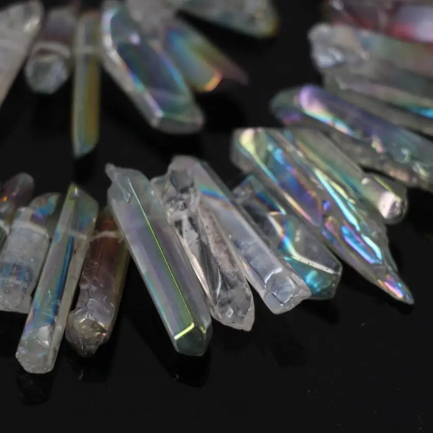 Полированные серые радужные титановые кварцевые хрустальные бусины 15 5 Дюймов