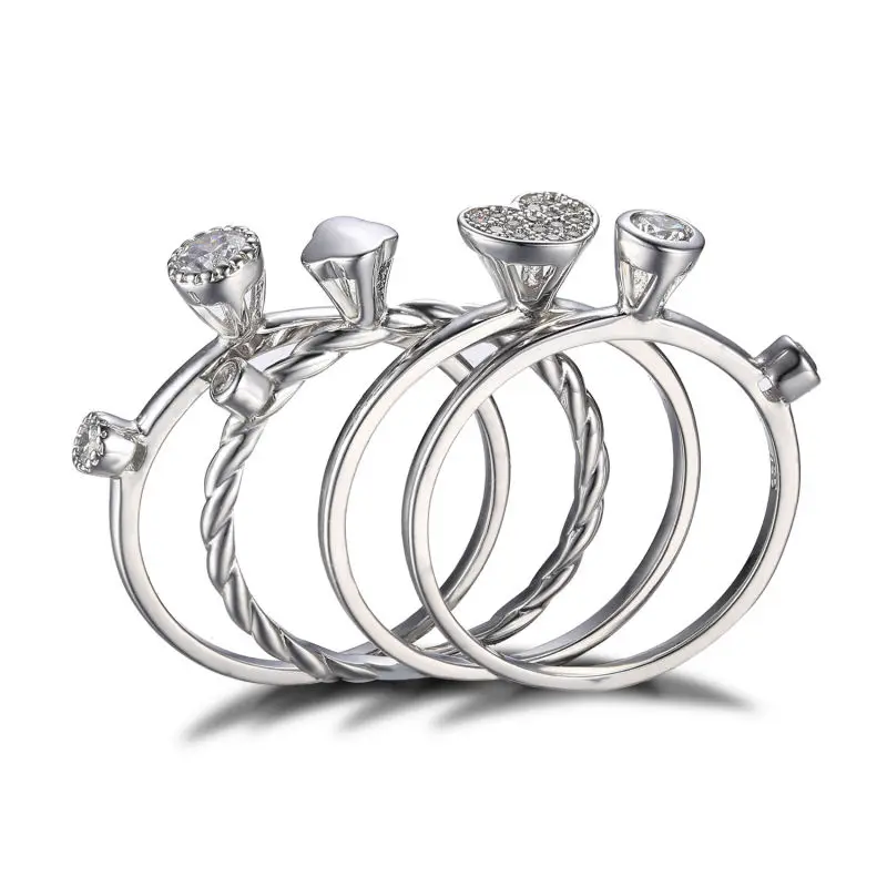 Jewelrypalace сердце любовь годовщина обручальное кольцо 4 устанавливает настоящее