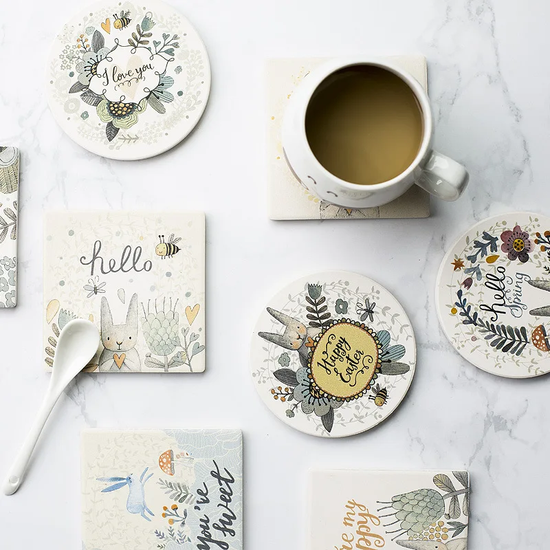 4 шт. диатомит круглый Каботажное судно термостойкие Нескользящая чашка коврик