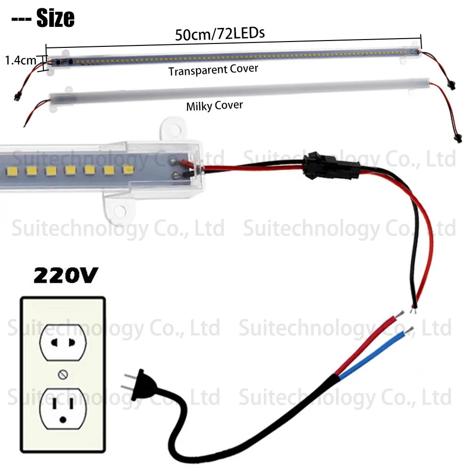 5 шт. AC220V светодиодные панели SMD2835 50 см 72 светодиода высокой яркости трубки из