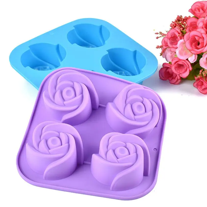 Роза цветы 3D силиконовые cookie Помады Торта кекс Мыло бисквит Шоколад Плесень DIY