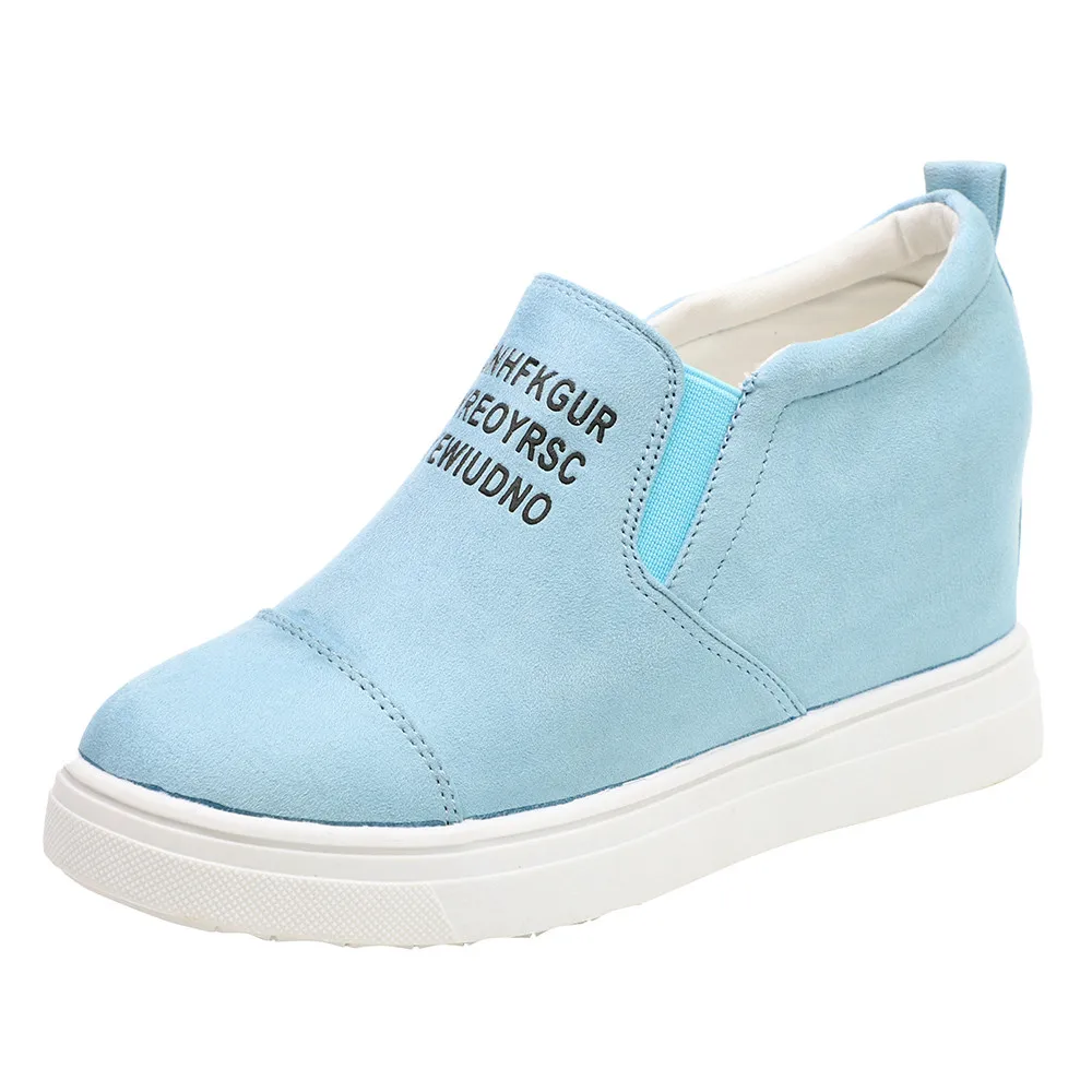 Sky blue Women's Ladies Fashion Ankle Letter Increasing Wedges Martin Shoes Short Boots winter boots women warm snow#g8 - Color: Sky blue