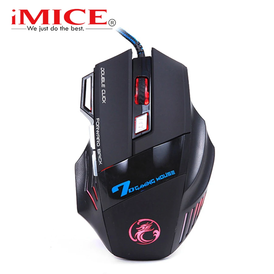 Original iMICE X7 Wired Gaming Mouse 7 Buttons 2400DPI LED Optical Cable Gamer Computer Mice For PC Lap 50pcs/lot | Компьютеры и офис