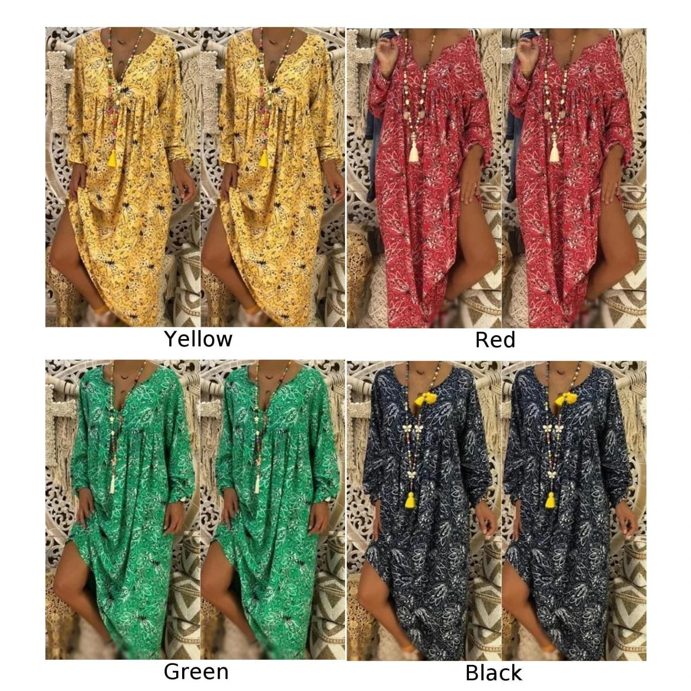 Женское платье летнее пляжное с длинными рукавами модное свободное стильное в