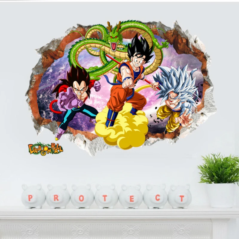 50*70 см мультфильм Dragon Ball наклейка с персонажами большого размера ПВХ Dragon Ball Z Goku Vegeta обои Супер Saiyan стикер s