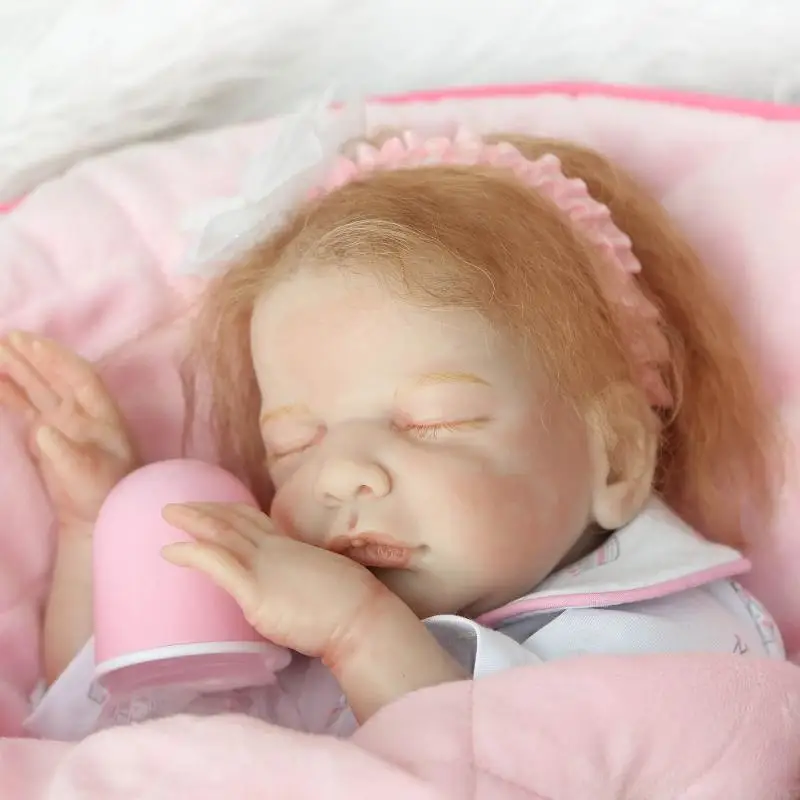 22 &quotСпящая силиконовые возрождается Куклы с ручной коренится мохер мягкой